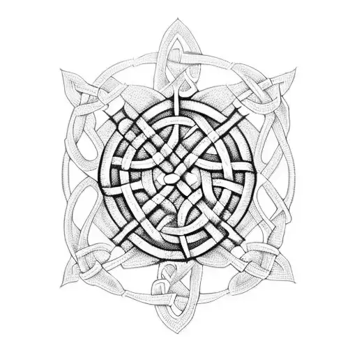 Celtic Knotwork Design Incorporating A Guitar Silhouette Tattoo