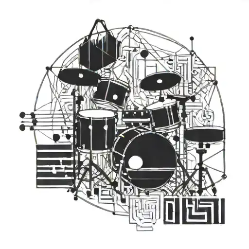 Incorporate Drum And Bass Music Notes Into A Geometric Blackwork Design