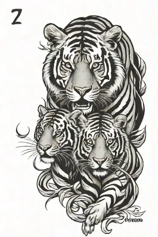 Aries And Tiger On Calf