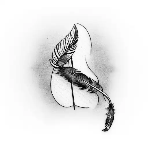 Feather With A Book And A Sword