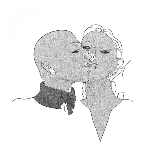 Two Lovers Kissing In A Car