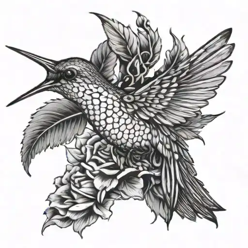 Mentis Eating Hummingbird Licking Blood