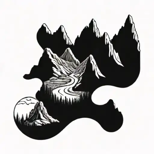 A Detailed Mountain Landscape With A Winding Hiking Trail Leading Up To A Majestic Peak