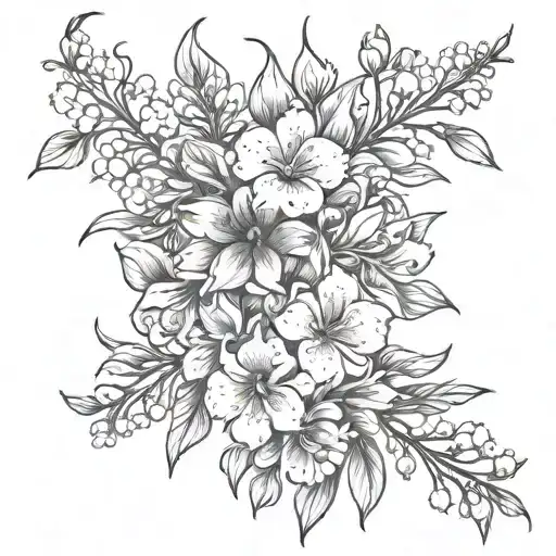 Fairy Bouquet Sakura Flower Snapdragon Tattoo Design Inspired Tattoo