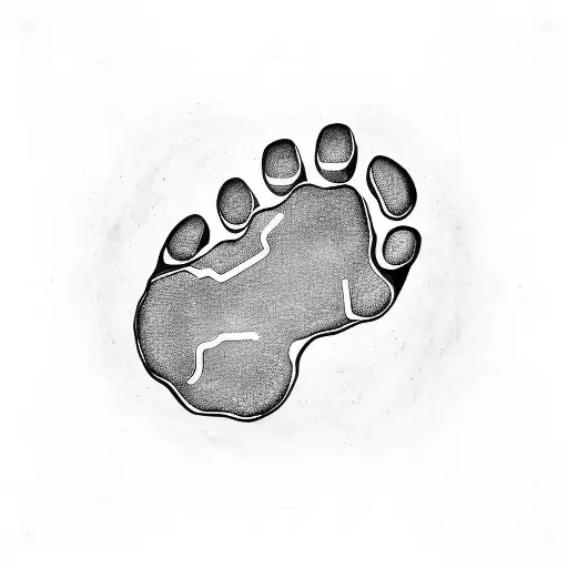 A Dog Paw Print In A Futuristic Style In Black And White With Electric Circuit Surrounding It