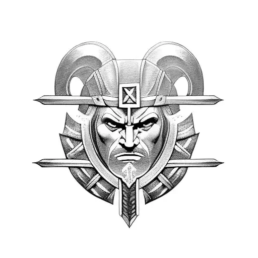 Combine Elements Of Norse Mythology With A Spartan Warrior Motif