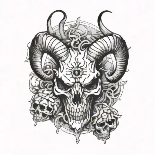 Satan Goat Skull Inside Cycle