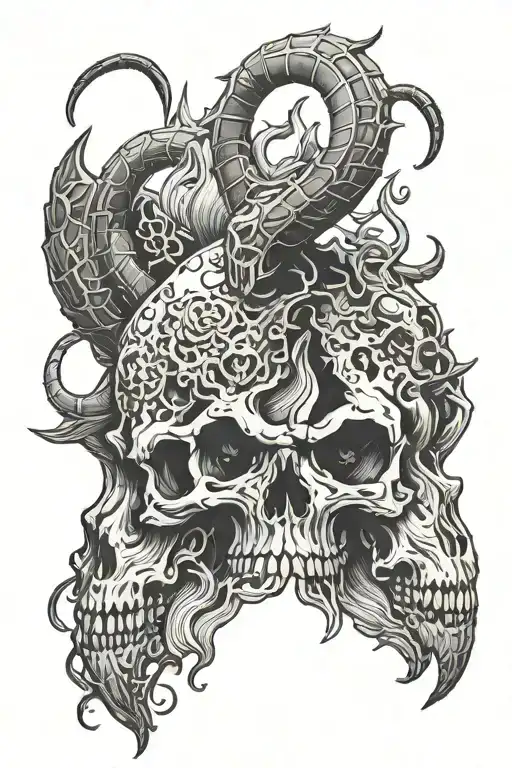 Satan Goat Skull Inside Cycle Death