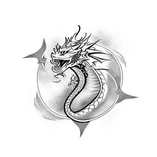 Cover The Star Tattoo With Elegant Dragon