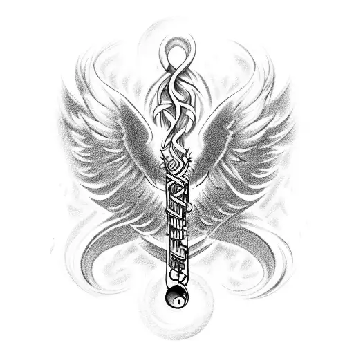 A Phoenix Rising From A Caduceus Intertwined With Musical Notes