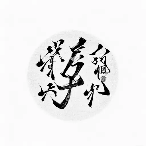 Incorporate Chinese Calligraphy Characters Representing 'Journalism' Into A Blackwork Design