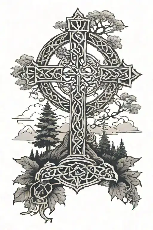 Celtic Cross Forest Landscape