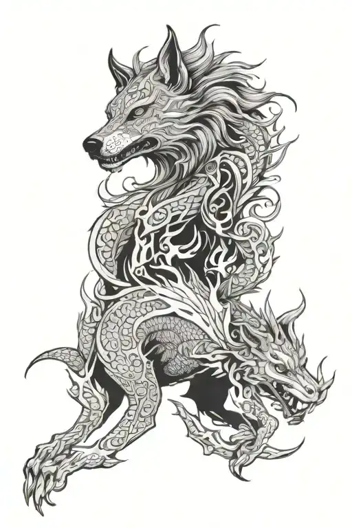 Wolf And Dragon Wrapped