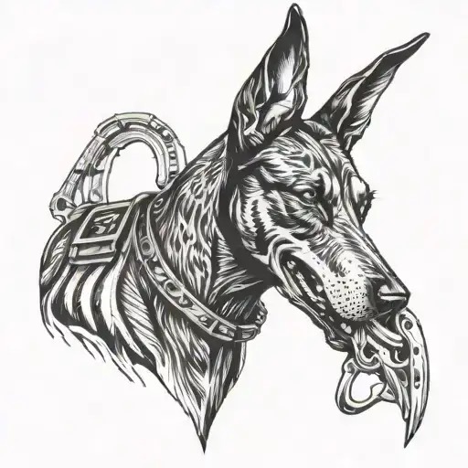 Doberman With A Gun In His Teeth