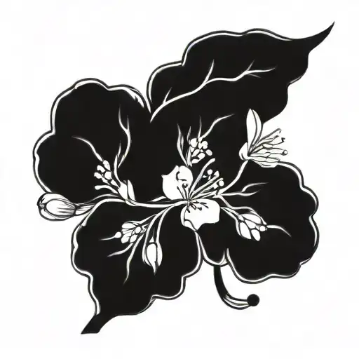 Black And White Plum Blossom Branches Paw Print Surrounded