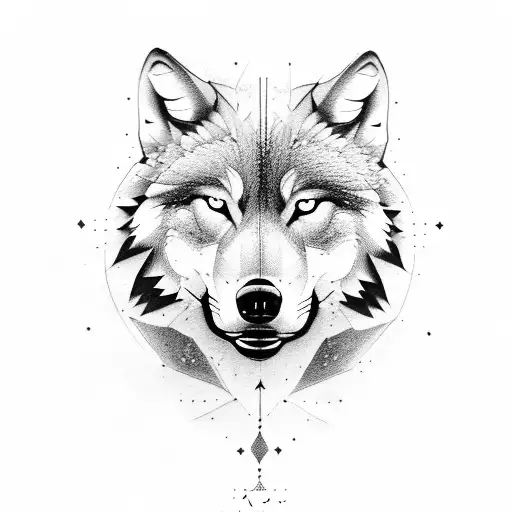 Grown Alpha Wolf Looking At Younger Self