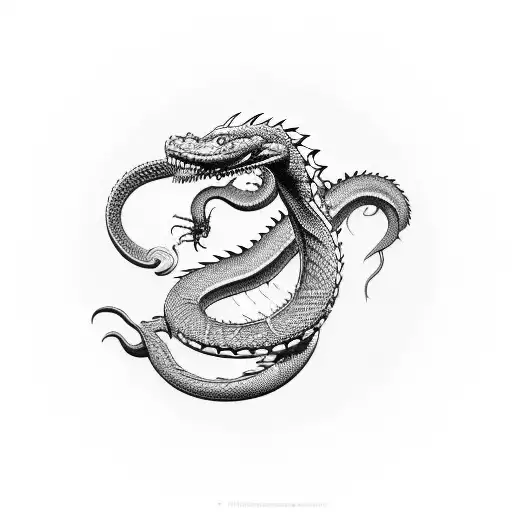 Ouroboros Snake Eating A Dragon's Tail Infinity Symbol