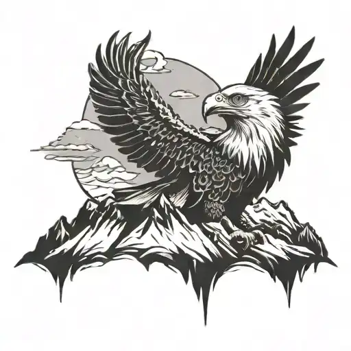 Mountain And Eagle With A Crown On Its Head