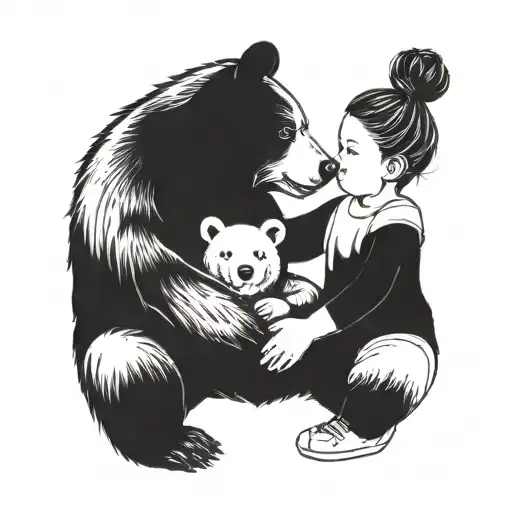 Bear And Girl Holding