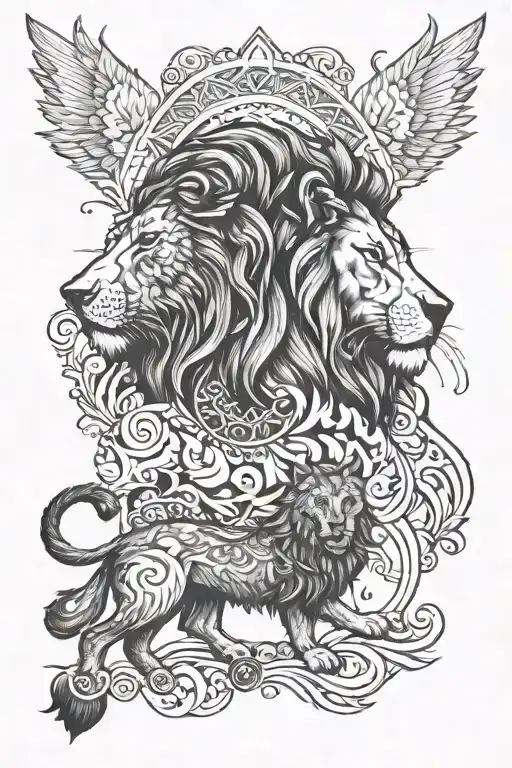 Lion With A Wolf And A Bird