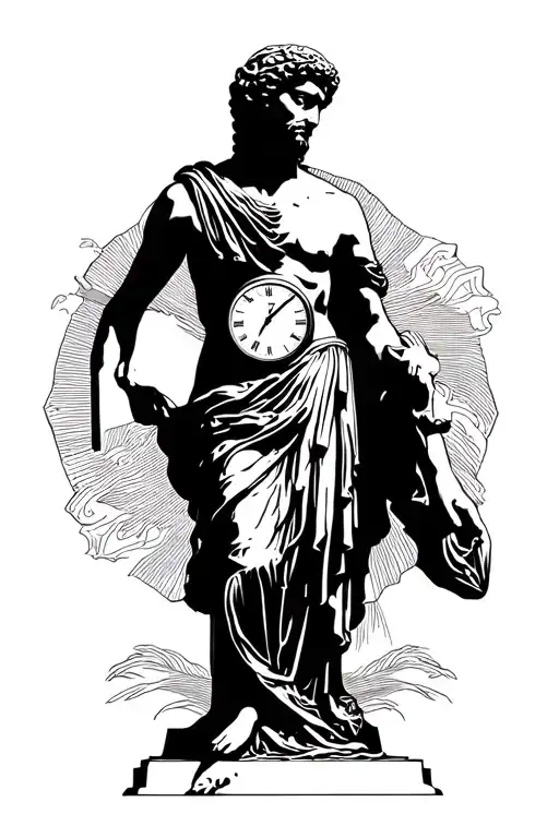 Greek Statue With Sand Clock