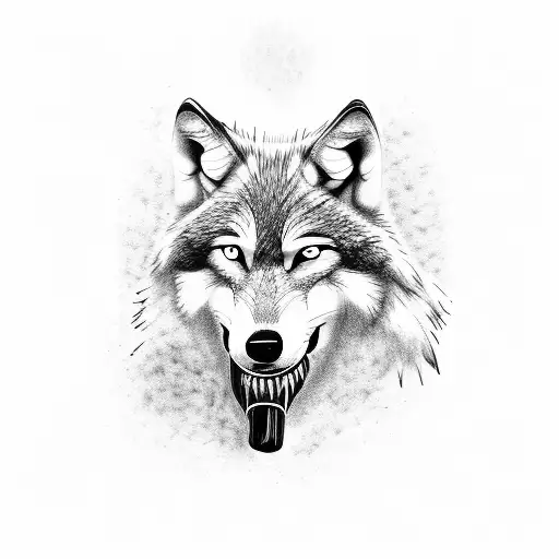Wolf With Knife In Mouth