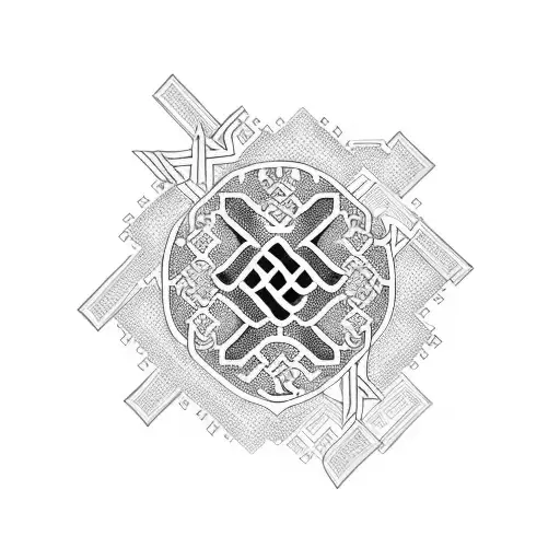 Traditional Korean Patterns Around A Breast Cancer Ribbon