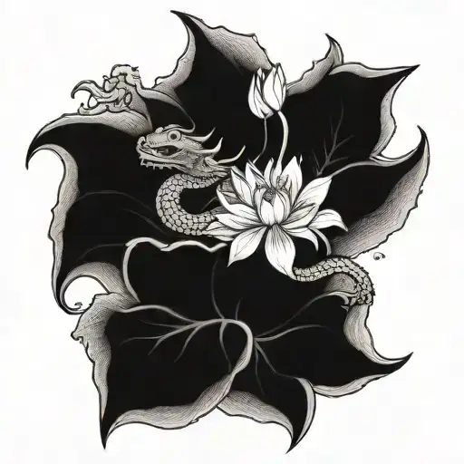Western Dragon And Lotus Flower Flower