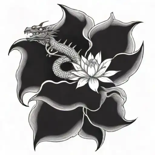 Western Dragon And Lotus Flower Flower