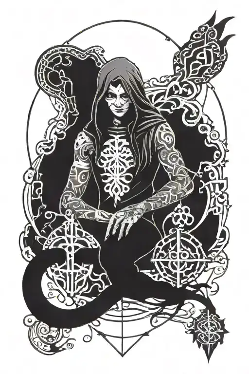A Dark And Mystic Character With A Mystic Symbol Behind It