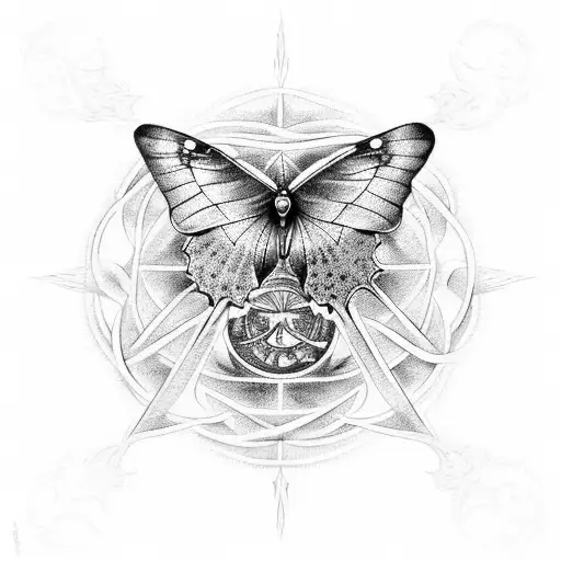 A Mystical Astrological Symbol Intertwined With A Butterfly Of Death