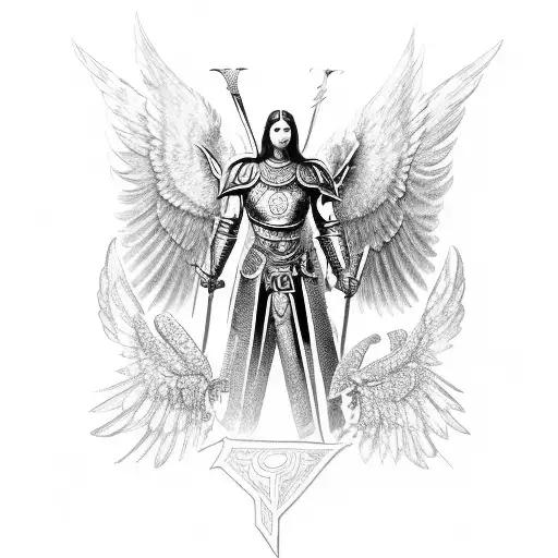 Archangel Chamuel As A Majestic Warrior With Intricate Armor And Wings