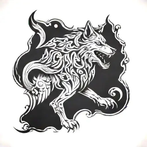 Medieval Wolf Tattoo Design
