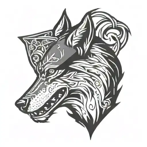 Medieval Wolf Tattoo Design
