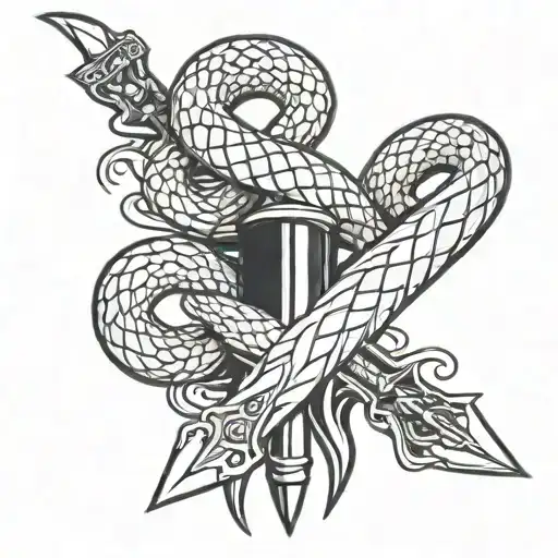 Dagger And Snake Intertwined