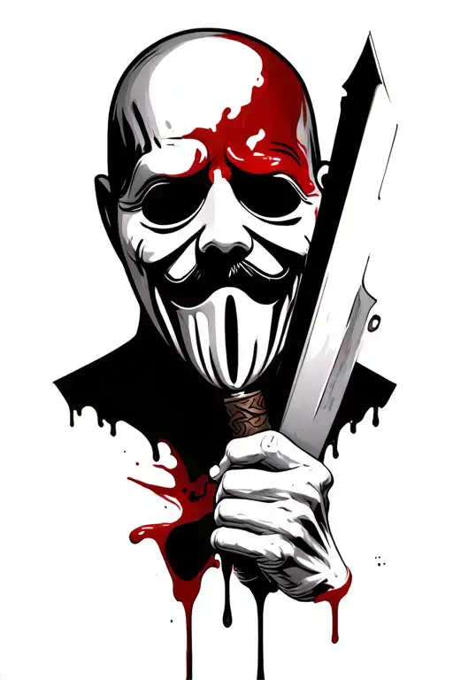 Realistic Ghostface Holding A Knife With Blood