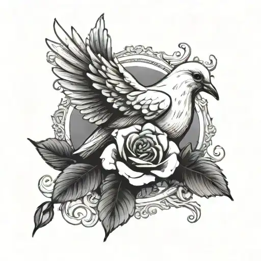 Dove With Rose