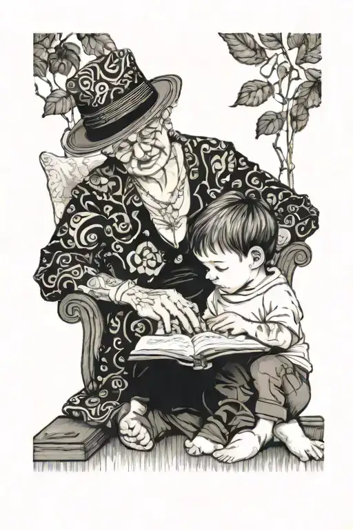 Grandmother Reading To Her Grandson Looking