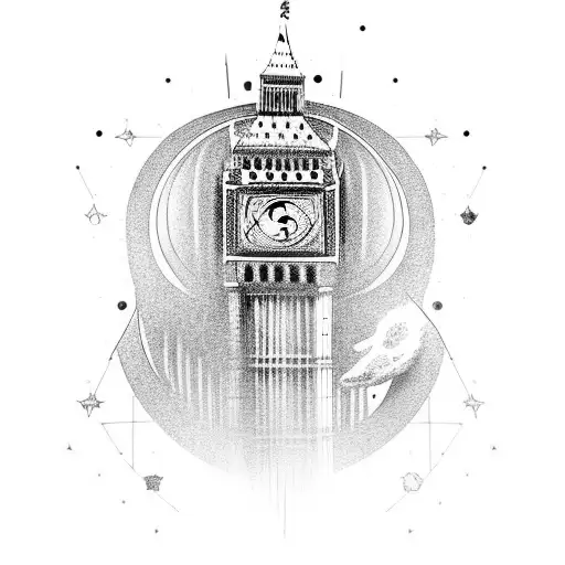 Big Ben With Astronaut And Space