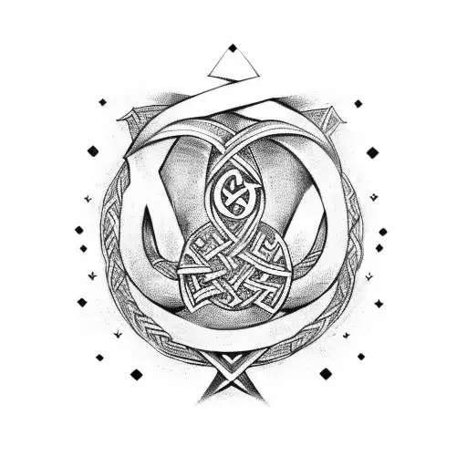 Norse Rune Intertwined With A Thc Molecule