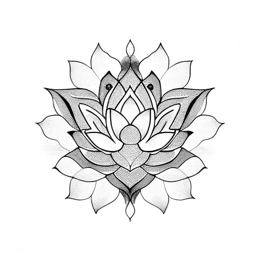 Lotus Flower With Triple Moon