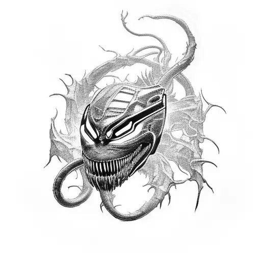 A Cyberpunk-inspired Venom Tattoo Merging Technology And Symbiote Elements