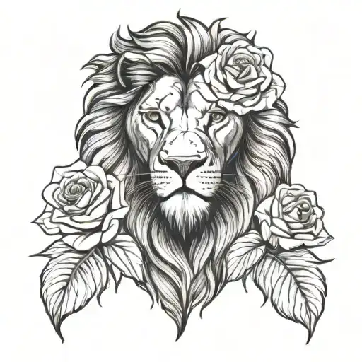 Lion And Roses