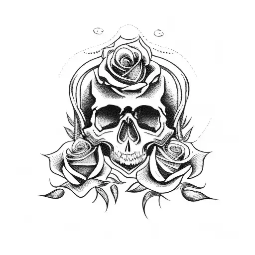 Skull Sitting On Top Of A Rose