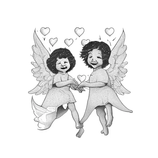Two Happy Little Angels Playing With Each Other