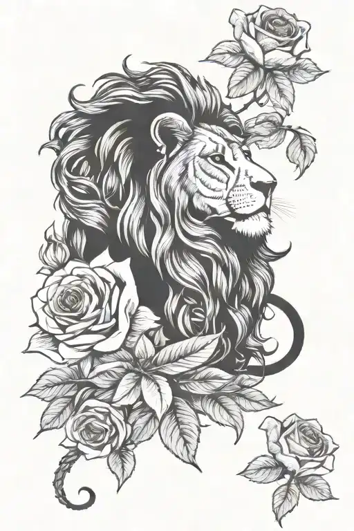 Lion And Roses