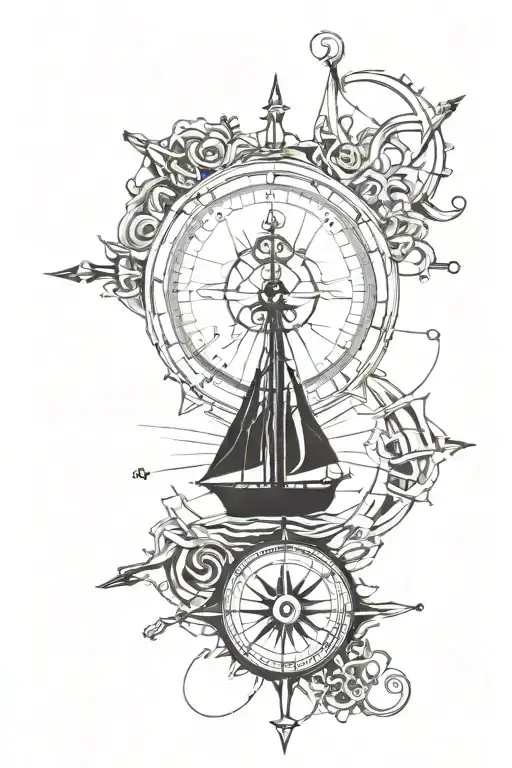 Nautical Compass Anchor Boat Sailing