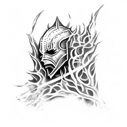 Dark Souls Fire Keeper Tattoo Black And White