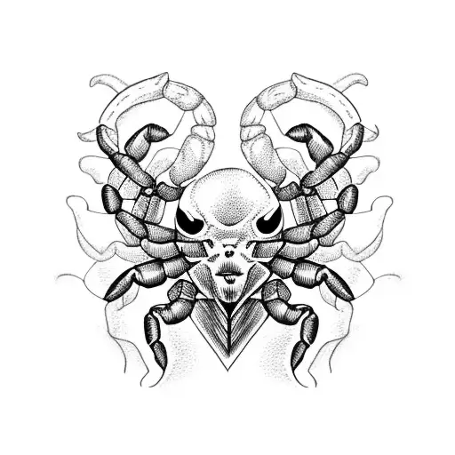 Scorpion With Heart Background And Theater Masks