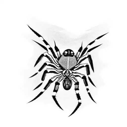 A Maori-inspired Spider Tattoo With Guitar Frets As Part Of The Design